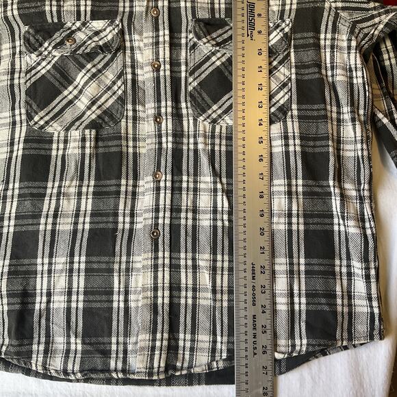 VINTAGE Field & Stream Men Button Up Shirt XL Tall Black Plaid Flannel Western - Picture 8 of 10